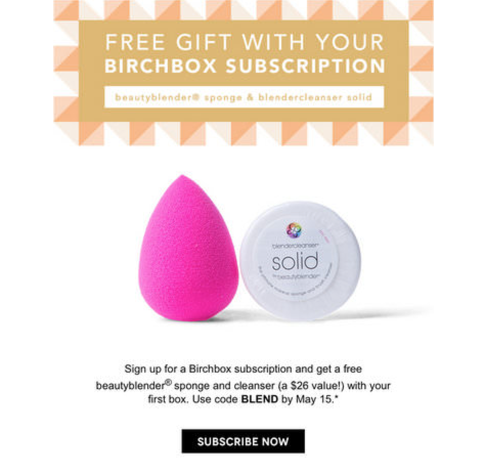 Birchbox Coupon - Free BeautyBlender with Subscription