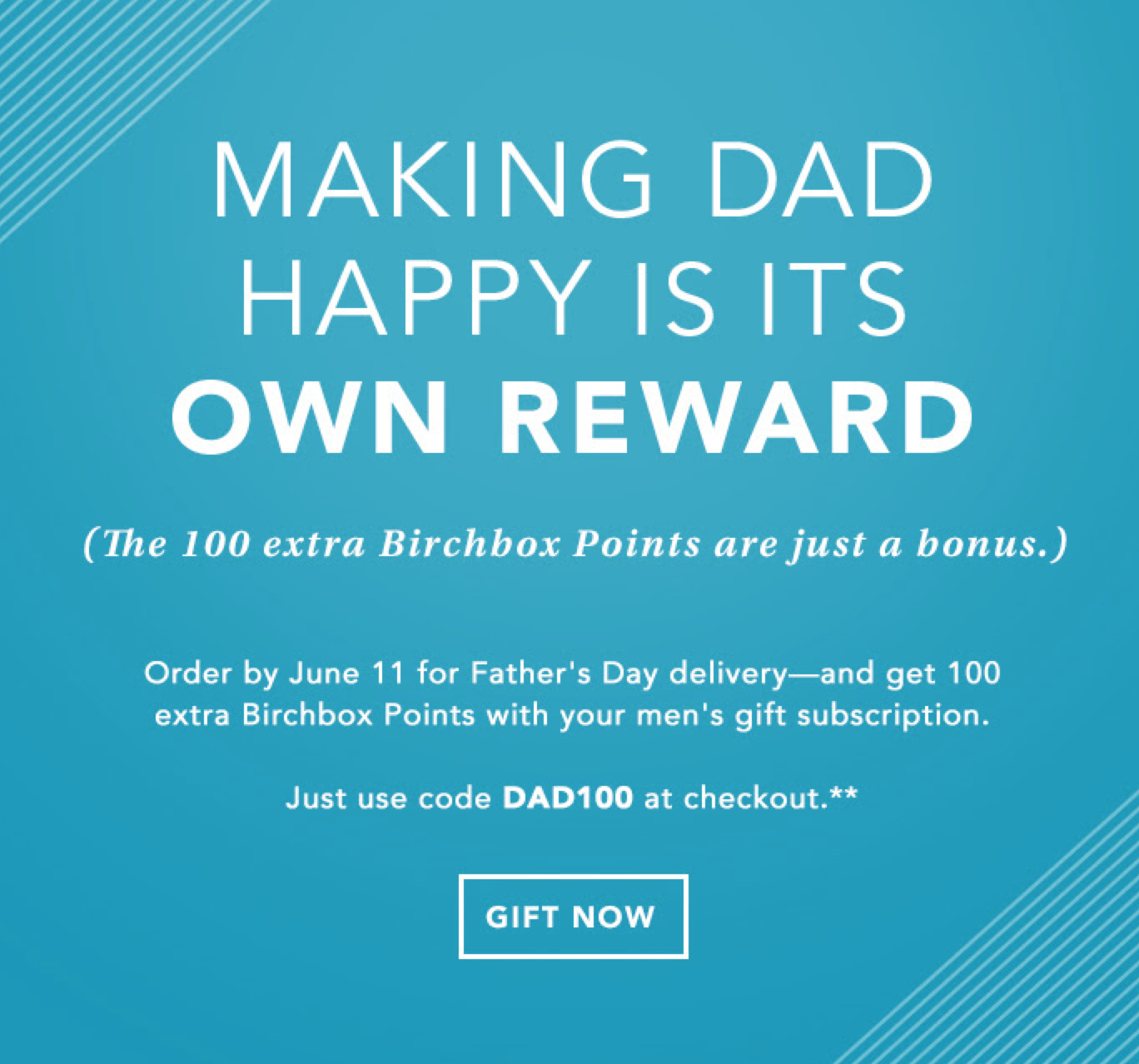 Birchbox Coupon - Extra 100 Points with a Men's Gift Subscription!