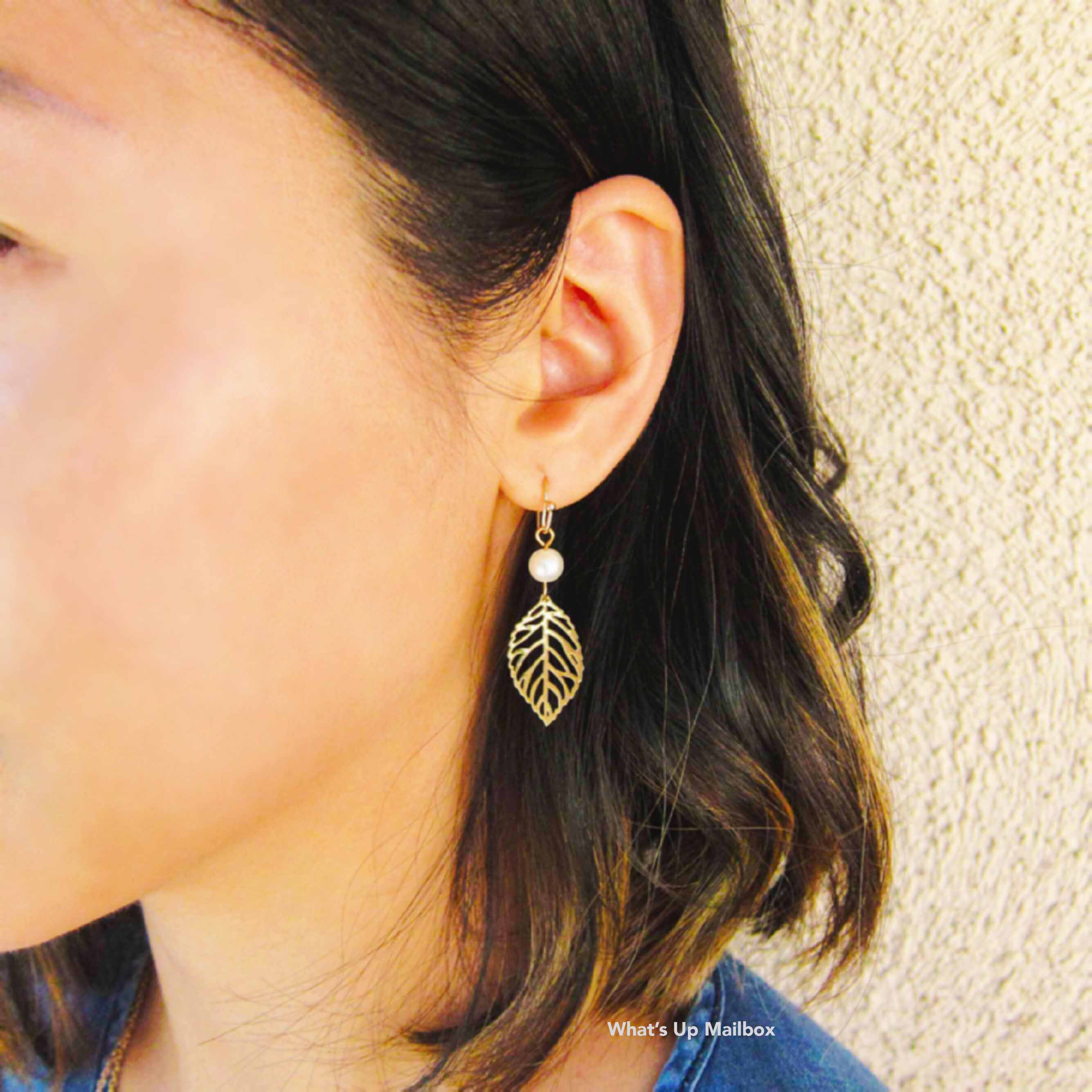 Cate & Chloe Ashlyn Nature Pearl Leaf Earrings