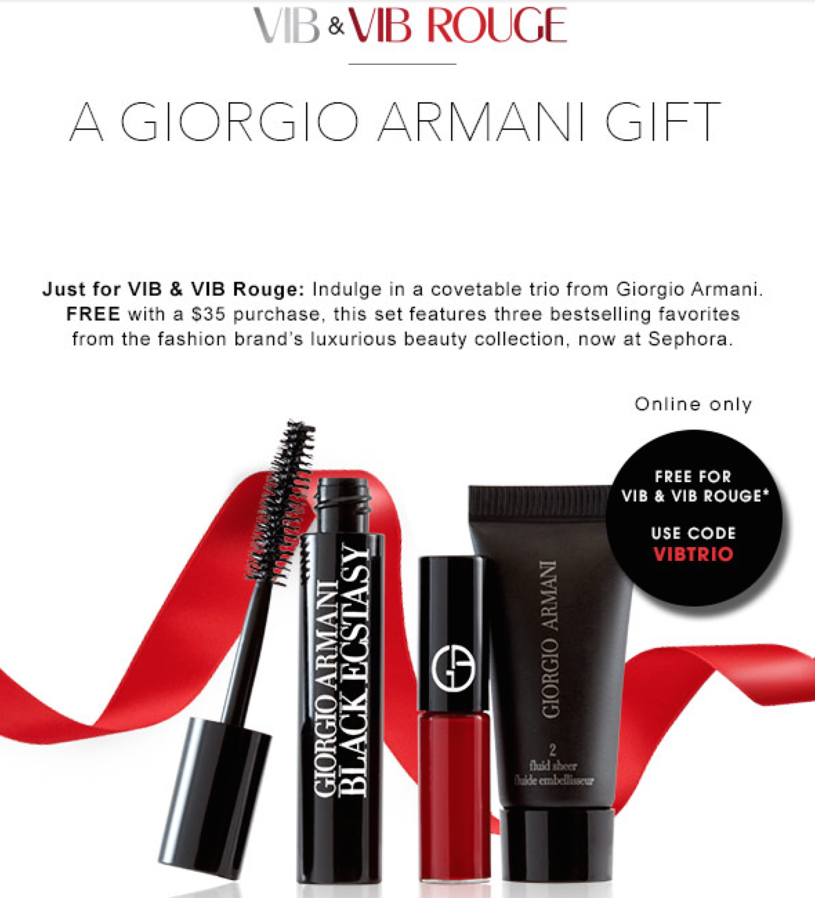 Sephora GWP from Giorgio Armani - VIB & VIB Rouge Only